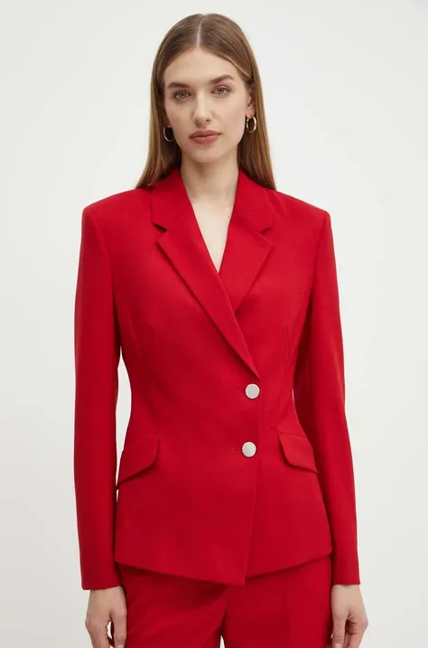 Шерстяной пиджак BOSS цвет красный двубортный однотонная 50521135