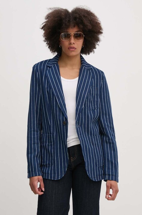 Льняной жакет Polo Ralph Lauren однобортный узор 211934940