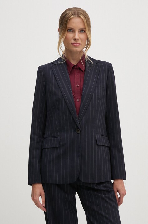 Lauren Ralph Lauren geaca de lana culoarea albastru marin, un singur rand de nasturi, modelator, 200940232