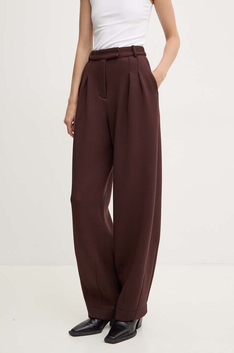 Брюки Remain Soft Cocoon Pants женские цвет коричневый широкие высокая посадка 501927578