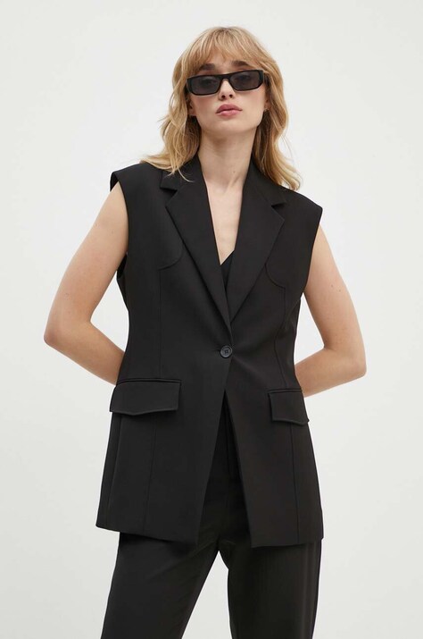 Vesta Moschino Jeans černá barva, jednořadá, 1002.8227