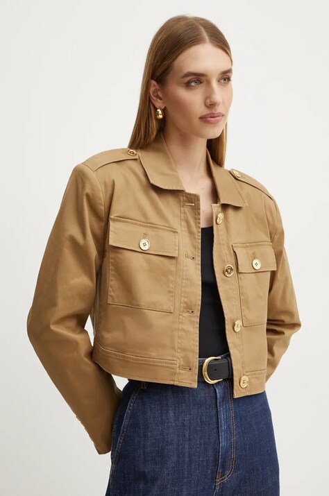 MICHAEL Michael Kors geaca femei, culoarea bej, de tranzitie, MT4108E3X6