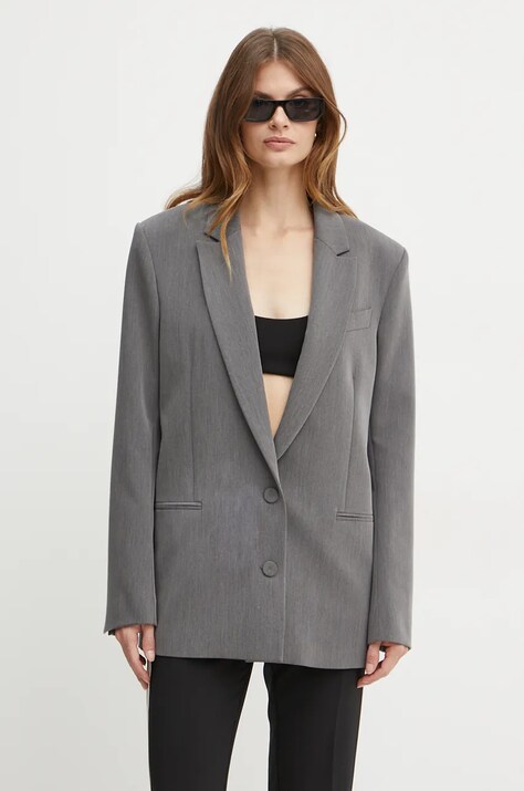 Patrizia Pepe sacou culoarea gri, un singur rand de nasturi, neted, 2S1503 A498