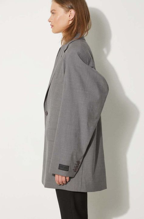 Вовняний піджак Kenzo колір сірий oversize однотонний FE62VE2469RB.97
