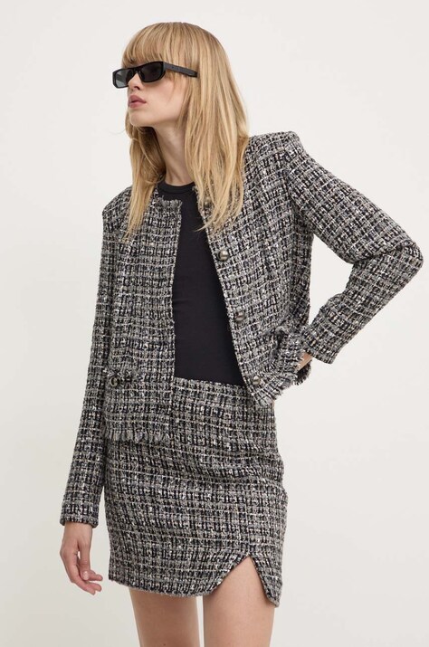 Пиджак с примесью шерсти IRO цвет серый однобортный узор WP07BRUNAH