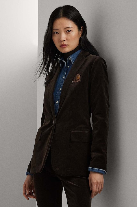 Вельветовый пиджак Lauren Ralph Lauren цвет коричневый однобортный 200956574