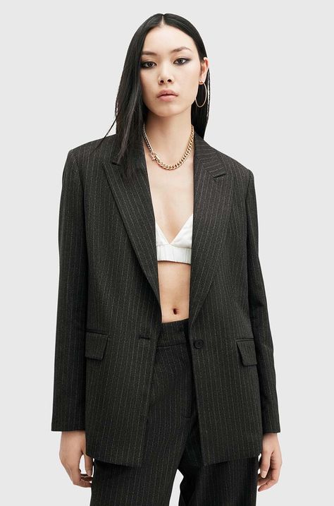 Пиджак AllSaints AVERIE PIN цвет серый oversize узор W008QB