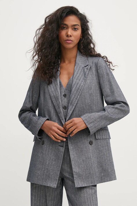 Blazer με μείγμα λινών Hoss Intropia χρώμα: ναυτικό μπλε, 5478073