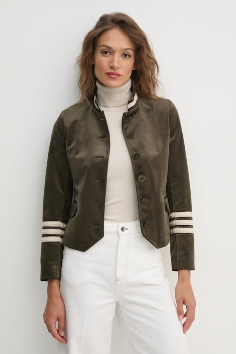 Пиджак из велюра La Petite Française PFVIOLON цвет зелёный однобортный PFVIOLON