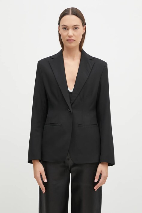 Samsoe Samsoe sacou Saliza culoarea negru, un singur rând de nasturi, uni, F24300007