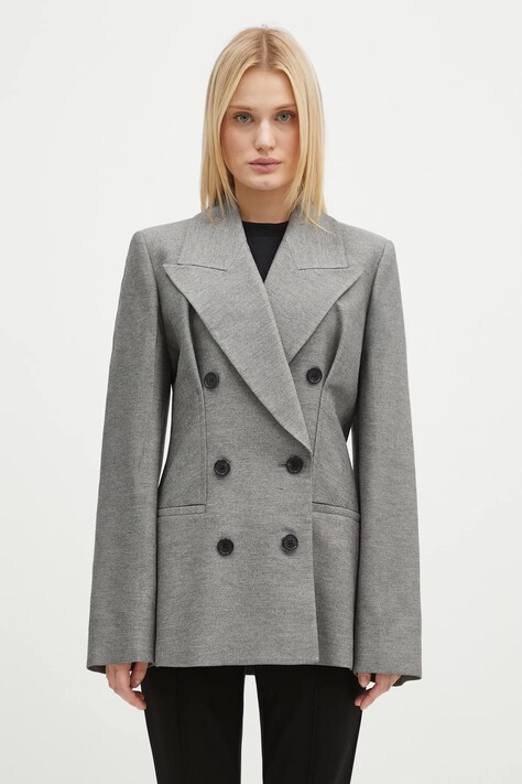 JW Anderson sacou Hourglass Tailored Jacket culoarea gri, oversized, uni, JK0343.PG1640.929