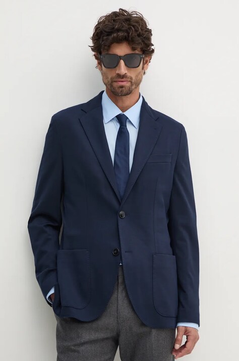 Σακάκι Tommy Hilfiger χρώμα: ναυτικό μπλε, MW0MW35849