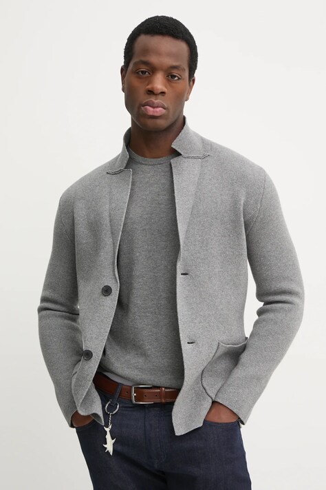 United Colors of Benetton sacou din lana culoarea gri, 10C1U601E