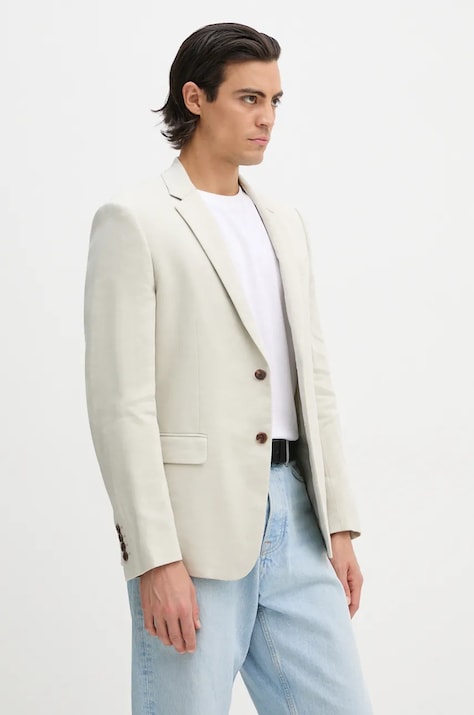 Ľanové sako Theory šedá farba, O0473101