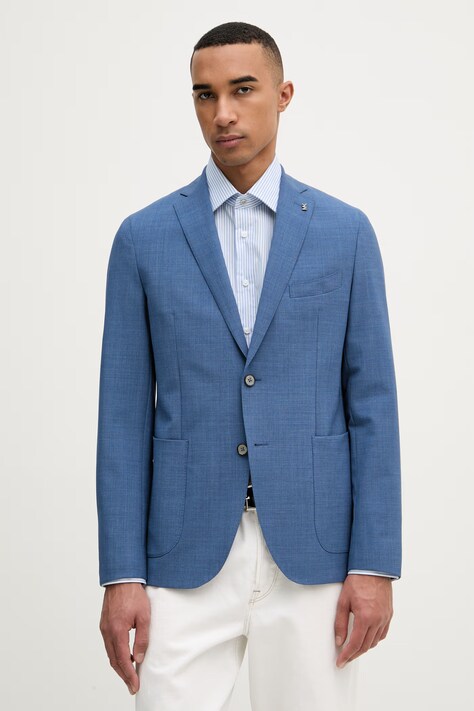 Michael Kors kamizelka jednorzędowa męska z wełną niebieska MK0SB01025