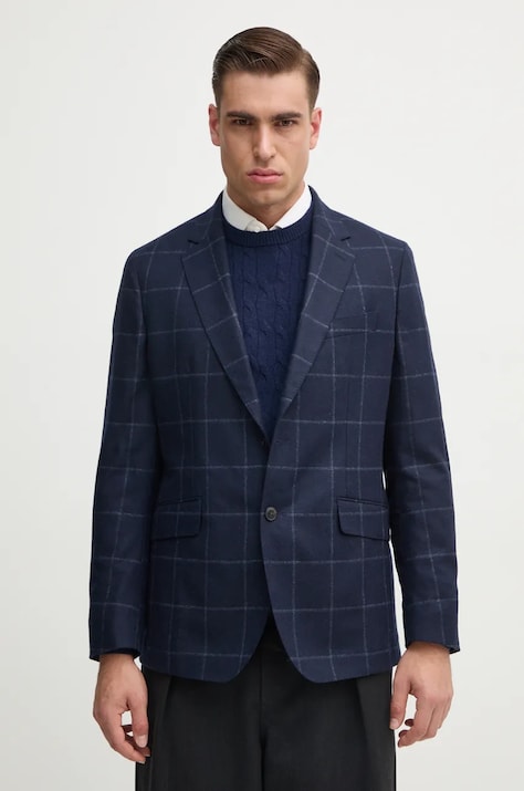 Шерстяной пиджак Hackett London цвет синий HM470548R