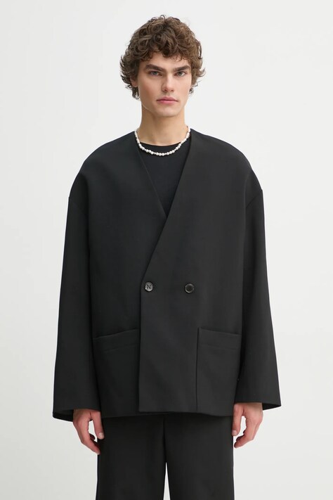 Nanushka sacou din lână CEDRIC culoarea negru, NM24FWJK24499