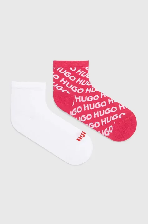 Шкарпетки HUGO 2-pack жіночі колір рожевий 50518980