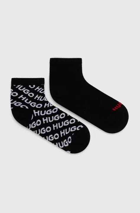 Ponožky HUGO 2-pak dámske, čierna farba, 50518980