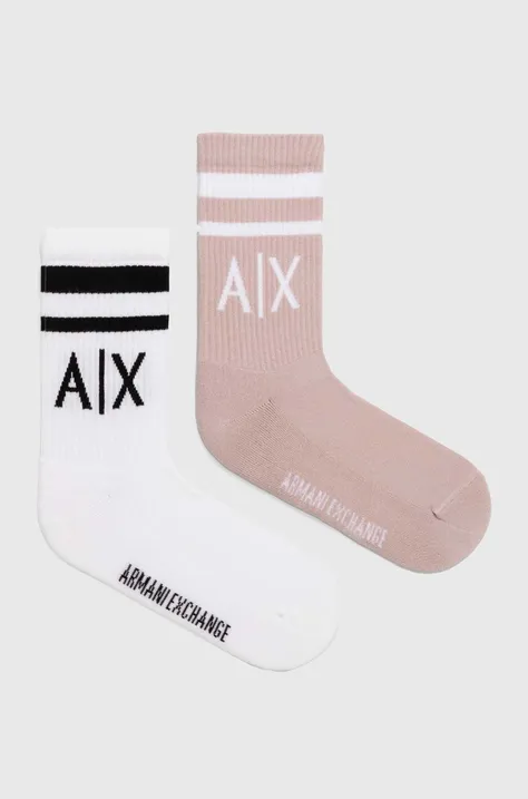 Ponožky Armani Exchange 2-pak dámske, biela farba, 943030 CC650