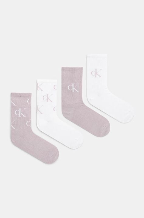 Calvin Klein Jeans skarpetki 4-pack damskie kolor fioletowy 701229463