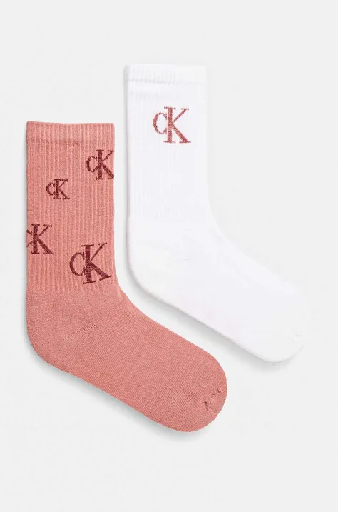 Ponožky Calvin Klein Jeans 2-pak dámske, ružová farba, 701229465