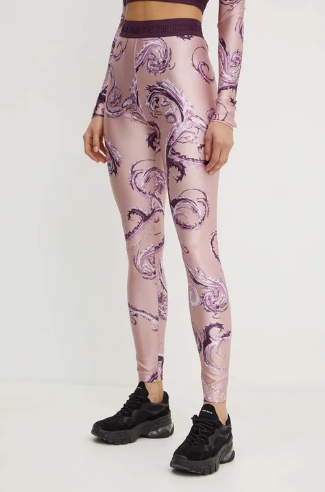 Versace Jeans Couture legginsy damskie kolor różowy wzorzyste 77HAC101 JS360