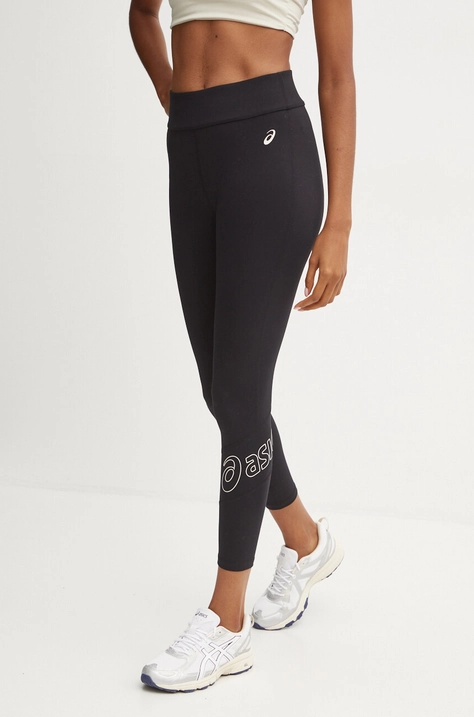 Asics leggings donna colore nero con applicazione 2032C943