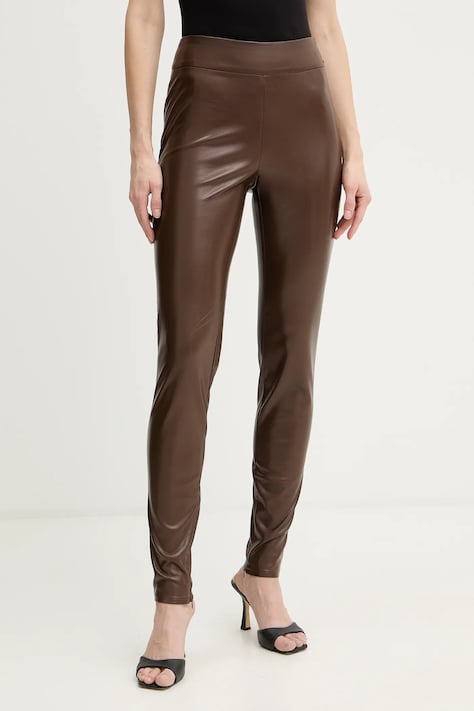 Guess spodnie PRESCILLA damskie kolor brązowy dopasowane high waist W4BB18 WGIK0