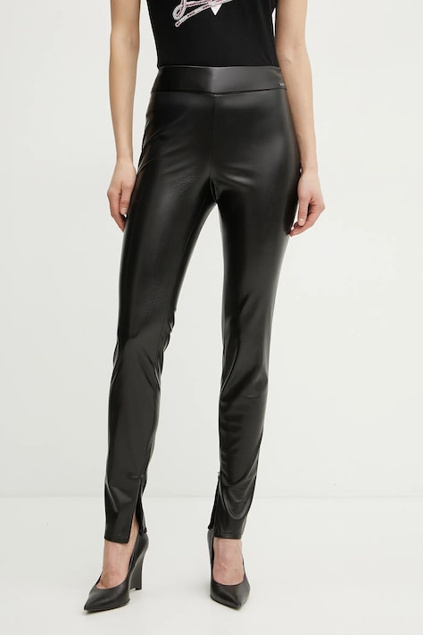 Guess pantaloni PRESCILLA femei, culoarea negru, mulata, high waist, W4BB18 WGIK0