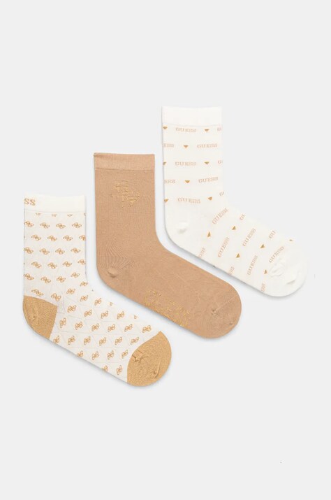 Шкарпетки Guess 3-pack жіночі колір бежевий O4BG03.KCJ20