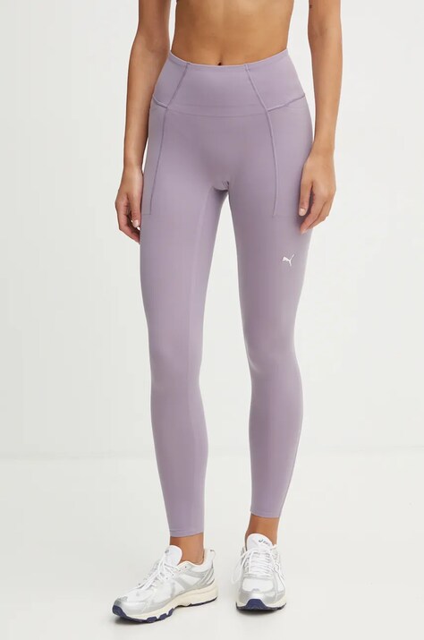 Puma leggins de antrenament culoarea violet, neted, 525766