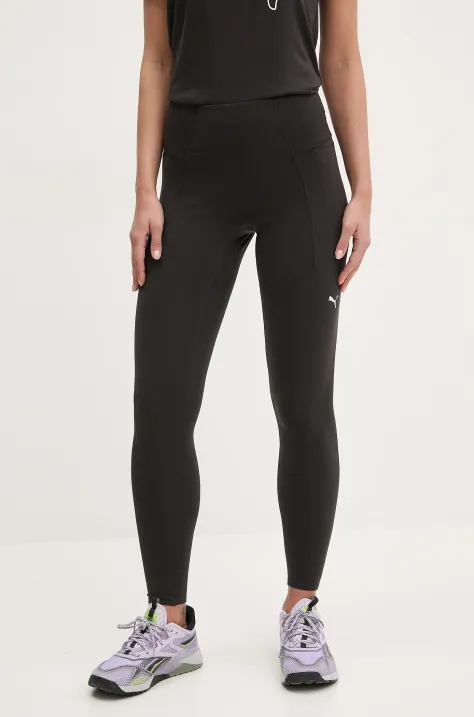 Puma leggins de antrenament culoarea negru, neted, 525766