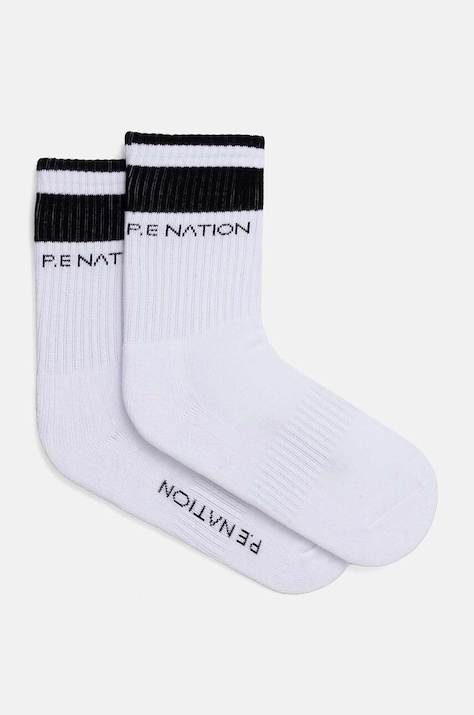 Nogavice P.E Nation Homage bela barva, 243A416