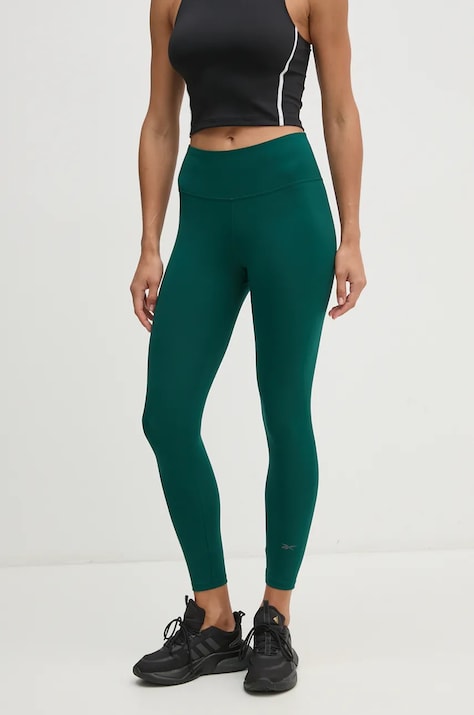 Reebok leggins de antrenament Active Collective Dreamblend culoarea verde, neted, 100205552