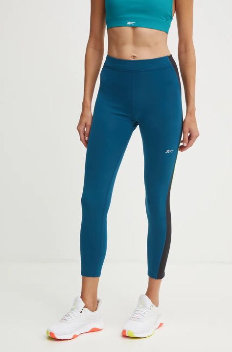 Reebok leggins de alergare Running Warming culoarea turcoaz, modelator, 100205585