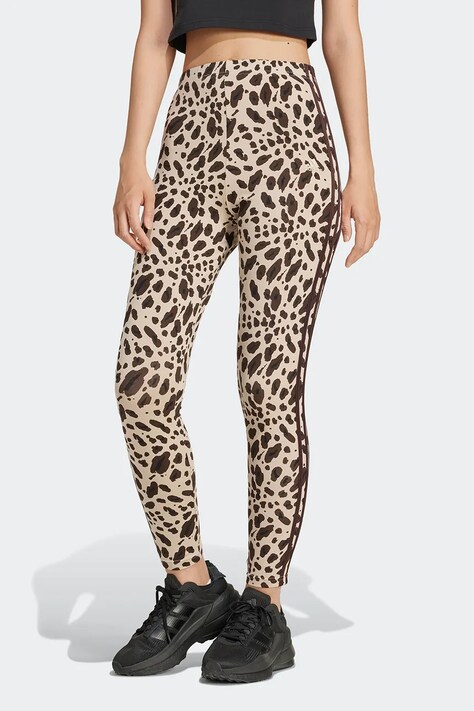 Legíny adidas Animal dámske, béžová farba, vzorované, IX3722