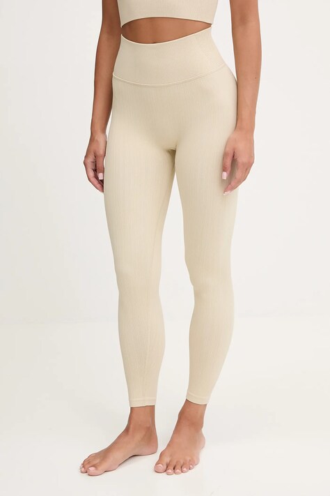Casall legginsy treningowe Multi Rib kolor beżowy gładkie 24160