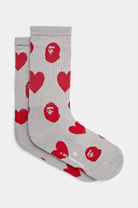 Čarape A Bathing Ape I Love Bape Monogram za žene, boja: siva, 1K80284001