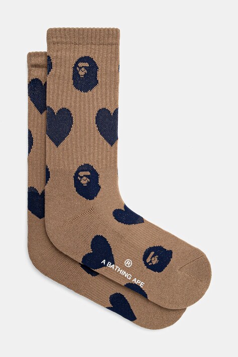 A Bathing Ape socks I Love Bape Monogram women's brown color 1K80284001