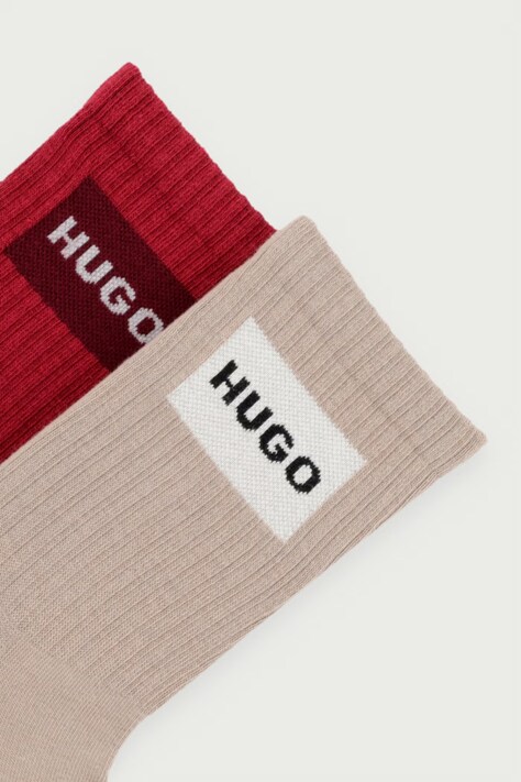 HUGO шкарпетки з бавовною 2P QS RIB LABEL CC W 2 шт — AW24-LGD0E5, червоний — фото 2