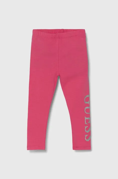 Guess legginsy dziecięce kolor różowy z nadrukiem K3YB01 K82K0