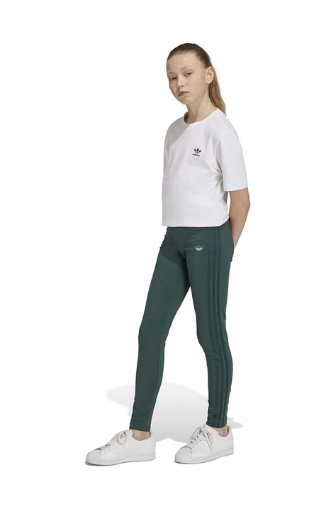 adidas Originals leggins copii culoarea verde, cu imprimeu, IY9542