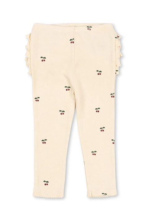 Dětské bavlněné legíny Konges Sløjd SUI FRILL PANTS GOTS béžová barva, KS101697