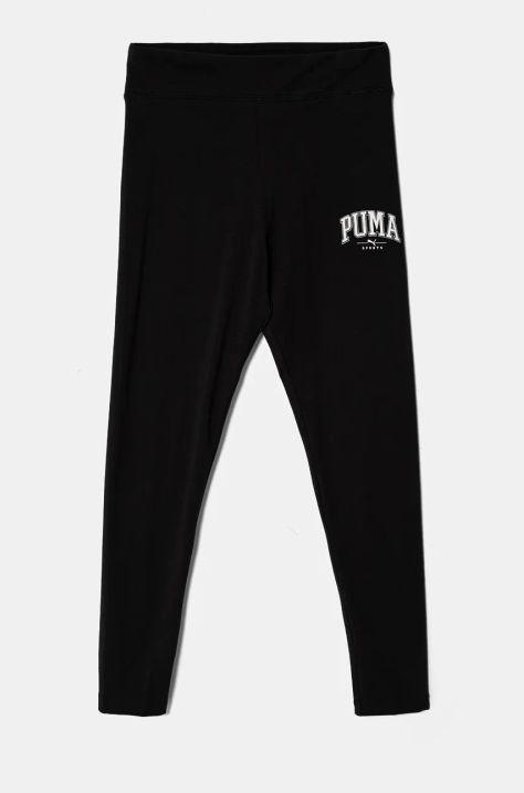 Дитячі легінси Puma SQUAD High-Waist Leggings G Bl колір чорний з принтом 681782