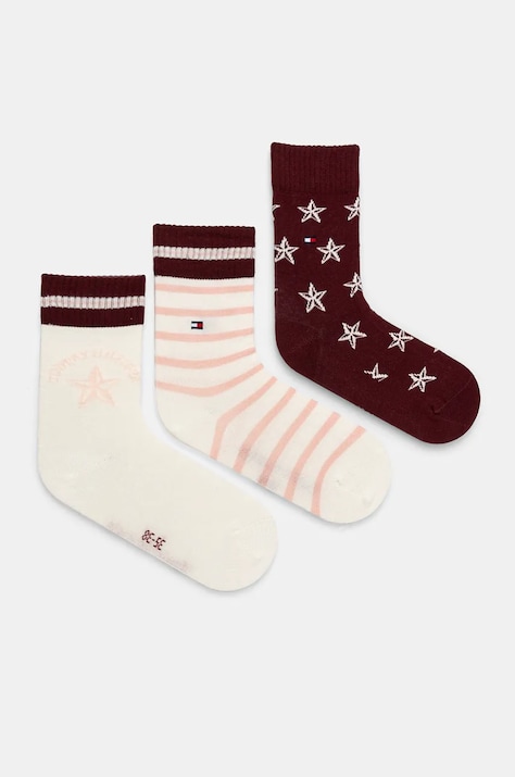 Tommy Hilfiger sosete copii 3-pack culoarea bordo, 701229875