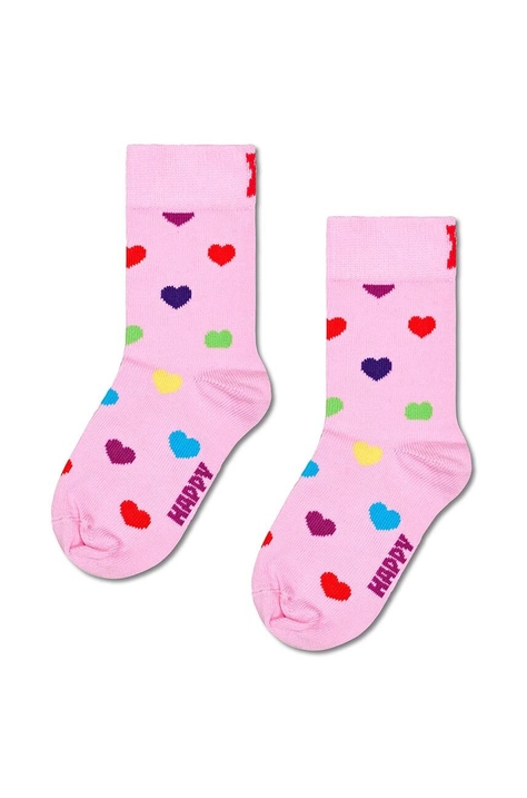 Happy Socks sosete copii Kids Heart Sock culoarea roz, P001466