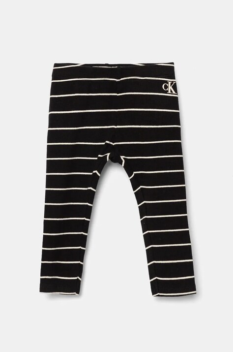 Legíny pre bábätká Calvin Klein Jeans čierna farba, vzorované, IN0IN00221