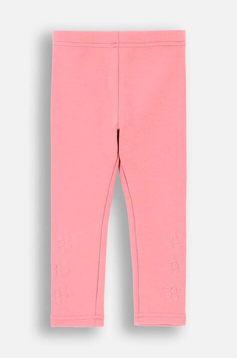 Kojenecké legíny Coccodrillo růžová barva, hladké, FLOWERS GIRL NEWBORN