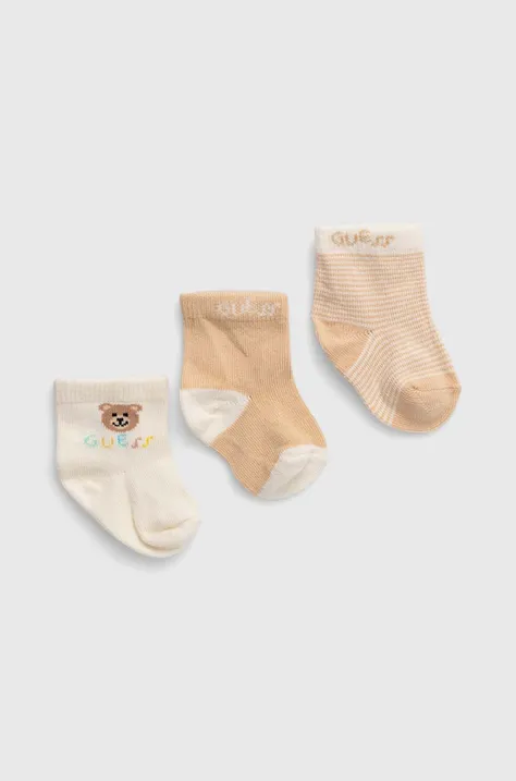 Бебешки чорапи Guess (3 чифта) в бежово H4YZ07 Z3G10